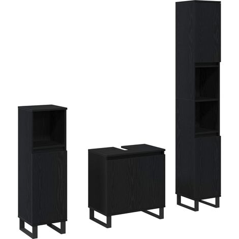 Maison Exclusive - Badezimmermöbel-Set Wandmontiert 3 pcs Schwarz