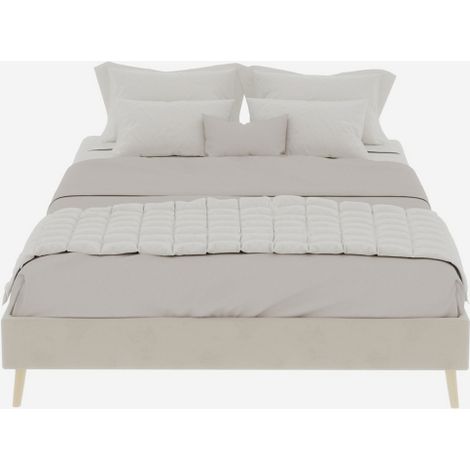 Cadre de lit de style moderne et épuré, tissu velours hollandais, avec vérin à gaz, mobilier de chambre moderne, tête de lit et matelas non inclus. (1/5)