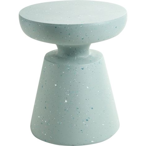 Mesa auxiliar decorativa de óxido de magnesio y fibra de vidrio forma irregular ø 45 cm verde con efecto terrazzo Mincio (1/5)