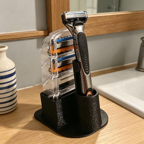 Support de rasoir avec rangement de lames, support de rangement pour comptoir de salle de bain pour rasoirs de sécurité pour homme, lames de rasage, panier de douche pour coiffeuse de salle de bain (1/5)