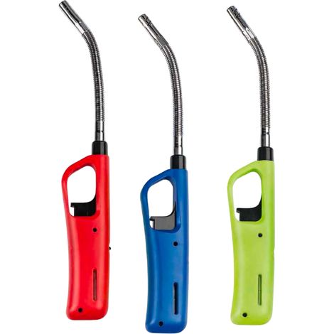 Pack de 3 Encendedores de Gas Flexibles Recargables  Cuello Largo Articulable para Cocina, Barbacoas, Velas y Chimeneas