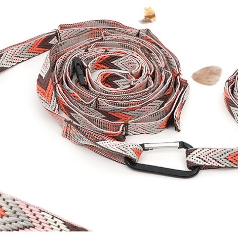 Corde de camping couleur café avec boucle de longueur réglable pour un rangement facile peut également servir de corde à linge. (1/5)