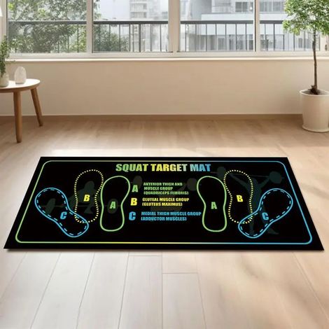 (Noir) Tapis de squat antidérapant, durable, adapté à une utilisation à domicile et en salle de sport, équipement d'exercice. (1/4)