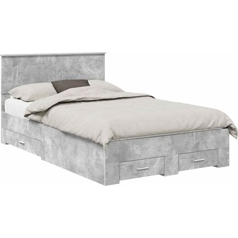 Estructura de cama con cabecera Gris Concreto 135 x 190 cm vidaXL