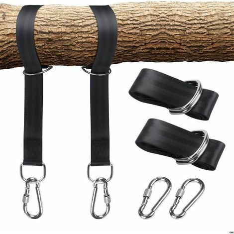 Kit de sangles de balançoire d'arbre, avec deux mousquetons, adapté pour le cintre de pneu, de porche, d'extérieur et de balançoire pour bébé (1/5)
