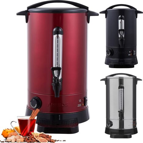 Arebos – Distributeur de boissons 20 L – Bouilloire électrique 1650 W – Acier inoxydable rouge – Réglage température 30-110 °C – Robinet intégré (1/5)