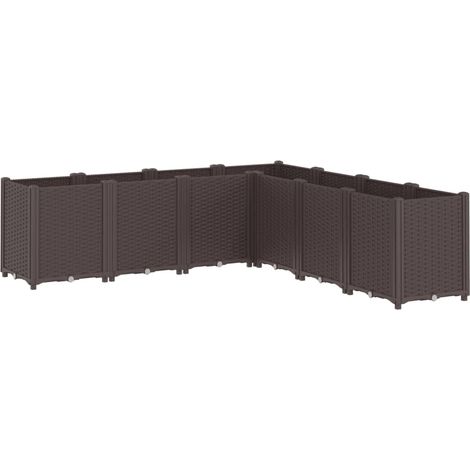 Fioriera rialzata per giardino terrazza 160 x 160 x 53 cm polipropilene marrone 020037457