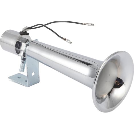 Klaxon pneumatique universel pour voiture, très puissant (180 dB), à trompette unique, pour camions, trains, bateaux, 12-24 V CC, chromé (1/5)