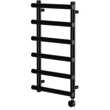 Finley Colore Matt Black 850mm x 500mm Designer Digital Thermostatic Electric Heated Towel Rail (1/5)