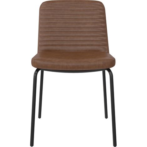 Corey-Ensemble de 2 chaises de salle à manger en simili cuir camel (1/4)