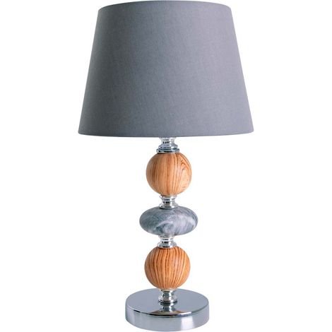 Tischleuchte Beistelllampe Nachttischlampe Schlafzimmerleuchte Grau H 36 cm