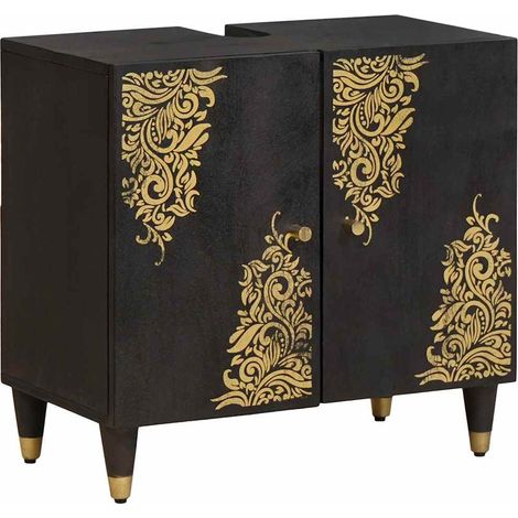 Sink cabinet with Door Black 62 x 33 x 58 cm Solid Mango Wood vidaXL
