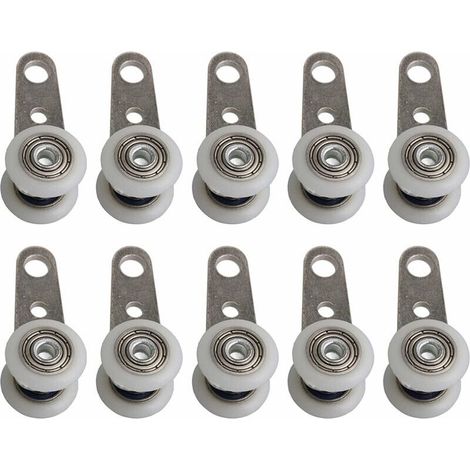 Lot de 10 roulettes pour portes-fenêtres ou portes coulissantes - Métal et plastique - 4,5 x 1,9 cm