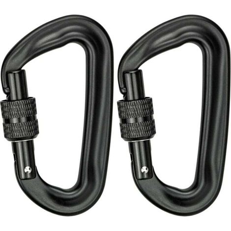 Aluminium-Karabiner, 12 kN, maximale Traglast 1200 kg, Set mit 2 D-förmigen Karabinern. Für Hängematten, Camping und Klettern. (1/5)