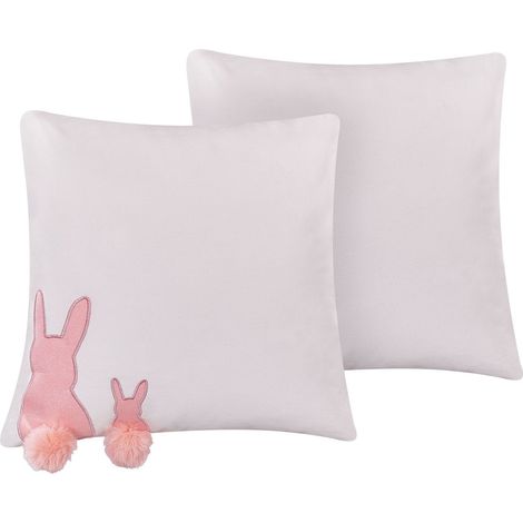 Set di 2 cuscini decorativi bianco e Rosa motivo Pasquale 45 x 45 cm Phlox (1/5)