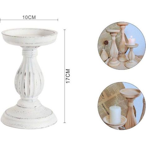 TRADE SHOP - Candelabro Candeliere Effetto Vintage Bianco Porta Candele Atmosfera Natalizia -