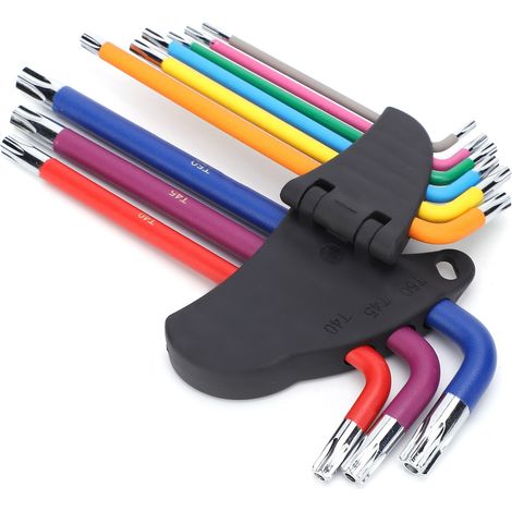 Jeu de 9 douilles hexagonales en étoile, multicolores, ensemble d'outils Allen, accessoires de réparation de clés (1/5)
