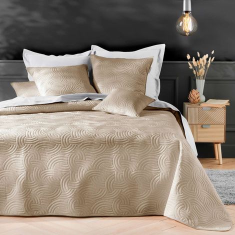 Couvre-Lit & 2 Housses de Coussin "Solange" 240x260cm Beige Lin