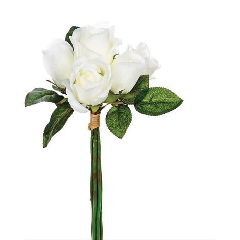 Roses Artificielles Blanches 31cm Bouquet de 7 - SILUMEN (1/4)