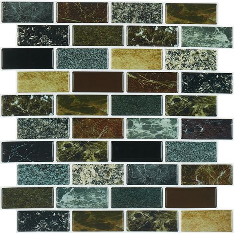 Lote de 10 pegatinas adhesivas para azulejos decoración de pared 31 x 31 cm de PVC gris 130010641 (1/5)