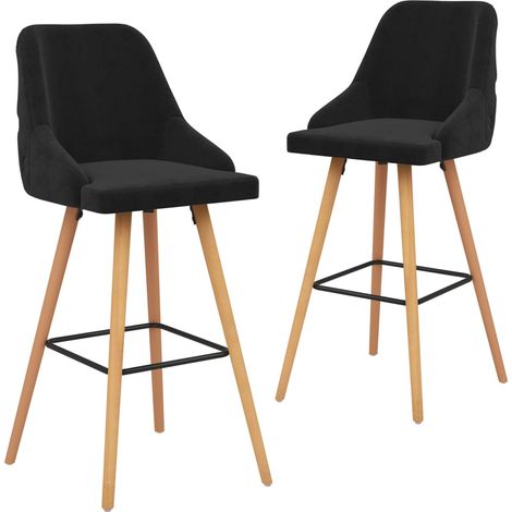 Set di 2 sgabelli da bar seggioloni dal design moderno in velluto nero e legno DEC029830
