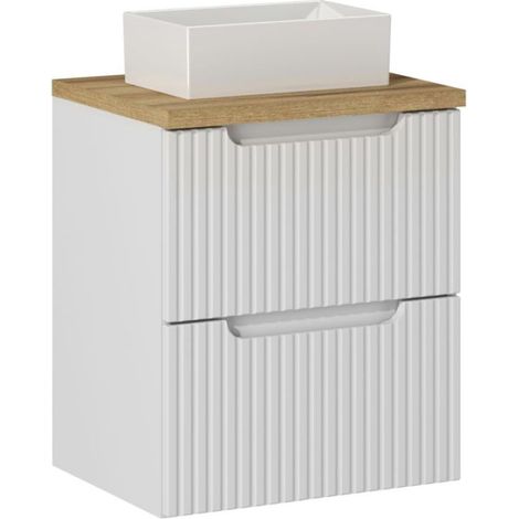 Mueble lavabo individual 50cm 2 cajones Riva Blanco y Madera