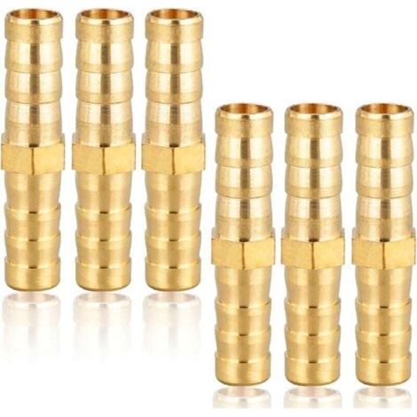 Raccordi per tubi in ottone da 8 mm (5/16"), 6 pezzi, scanalatura diritta, a bussola, connettore filettato per tubi