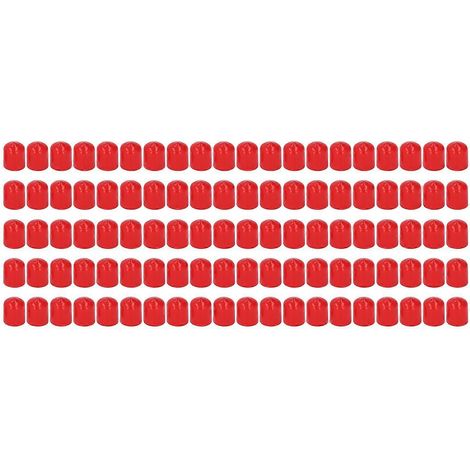 100 embouts de protection de filetage ronds et flexibles en PVC ignifugé, rouges, 15 mm