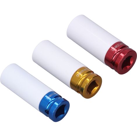 Lot de 3 douilles pour écrous de roue en acier allié CR-MO multicolores protectrices jantes 17 19 21 mm (1/5)
