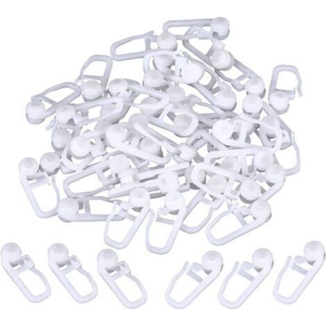 Pack of 50 white plastic curtain clips – Dimensions 2.5 x 1 cm – For track curtains – Easy installation (1/5)