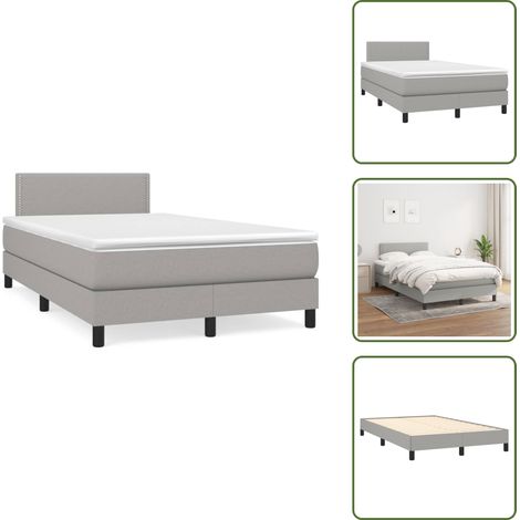 The Living Store Sommier à lattes de lit et matelas gris clair 120x190 cm tissu - Lit Double - Lit Tapissier - Literie - Chambre À Coucher - Matelas À Ressorts Ensachés (1/5)
