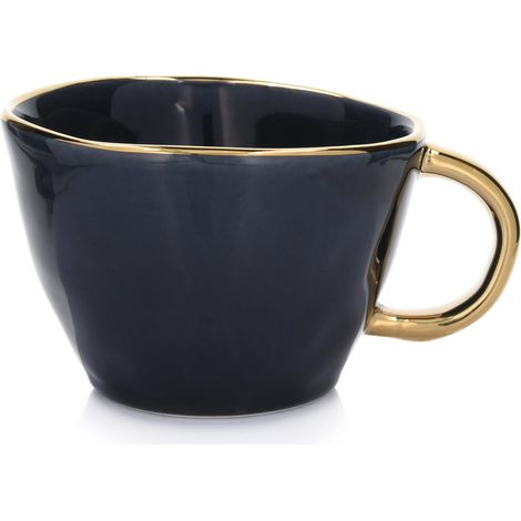 Steingutbecher, marineblau und gold, 300 ml, Originaldesign Siren Duka (1/4)
