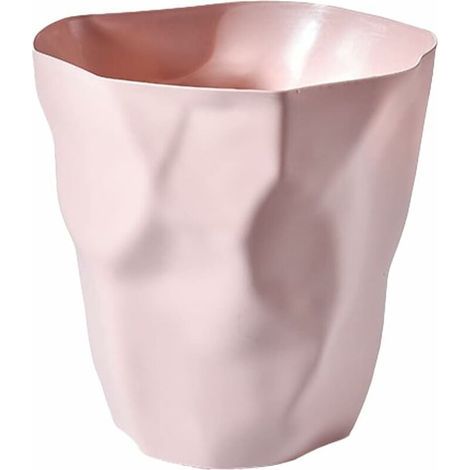 Poubelle de bureau en plastique, design irrégulier écologique, rose – (1/5)