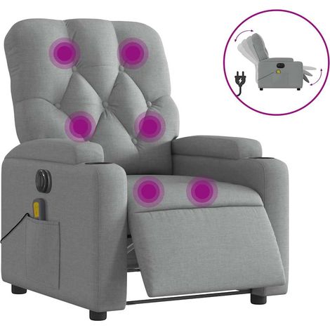 Maison Exclusive - Massagesessel Elektrisch Hellgrau Stoff