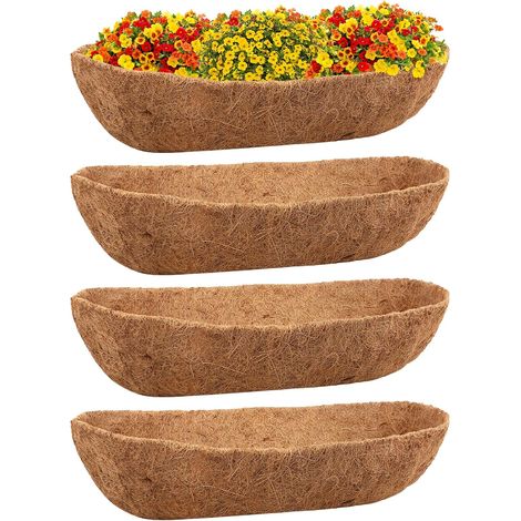 Trough Replacement Natural Coconut Fibre Liners for Planters, Window Baskets, Railings (4, 24inch) (1/5)