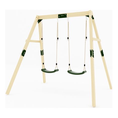 GALACTICA Garden Outdoor Wooden Single Swing Set, Playground for Kids with 1 Plastic Seat