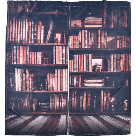 3D-Bibliotheksvorhänge fürs Wohnzimmer - Verdunkelungsvorhänge fürs Schlafzimmer mit Buchmotiv (150 x 166 cm)
