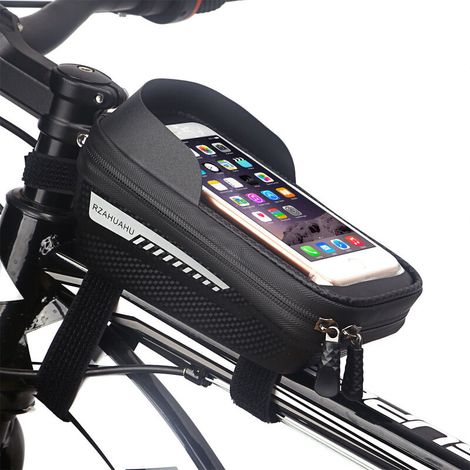 Porta cellulare impermeabile per bicicletta, borsa per bicicletta, telaio per manubrio, copertura girevole per telefono per bicicletta, MTB, moto, scooter, con spazio di archiviazione, touch screen (1/5)