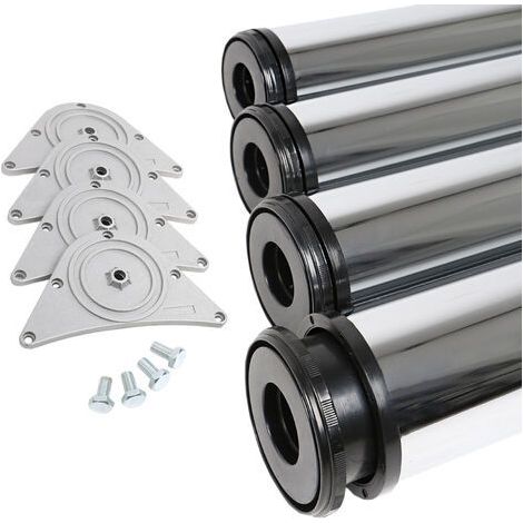 4er Set Tischbeine Chrom matt ø 80mm Höhe 710mm Möbelfüße Tischstempel Metall (1/5)