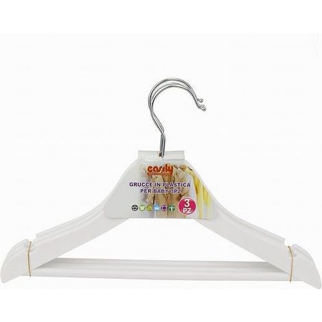 TRADE SHOP - Set 3pz Grucce Stampelle Appendiabiti Vestiti Pantaloni Per Bambini Bianco 79313 - (1/2)