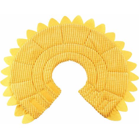 Collare a cono anti-morso per cani e gatti, protezione regolabile, comodo collare di recupero a cono per cani e gatti con adorabile motivo a girasole (giallo, piccolo), soleggiato