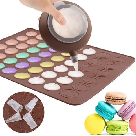Tapis de Cuisson - Macarons - Silicone - 48 Macarons - Poche à Douille - 4 Douilles (1/4)