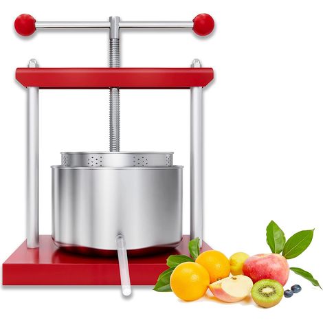 Froadp Weinpressen Set aus Stahl Tragbare Fruchtpresse mit Handkurbel & Pressnetz Mobile Maischepresse Waschbare Saftpresse Manuell Obstpresse für Beeren Obstweine Fruchtsäfte Apfelsaft (3L) (1/5)
