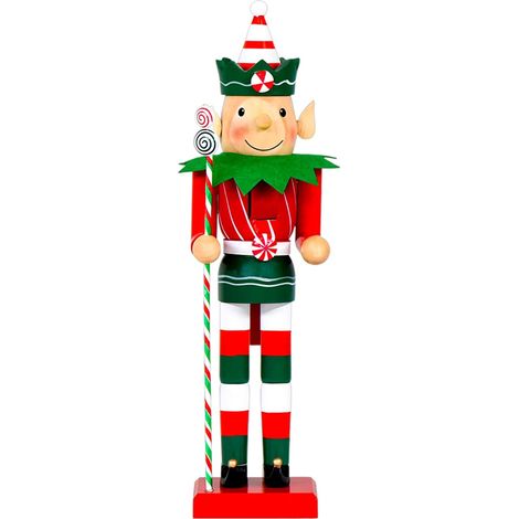 Casse-noisette de Noël (thème bonbons) – Décoration de bureau et objet de collection – Figurine décorative en bois massif (1/5)