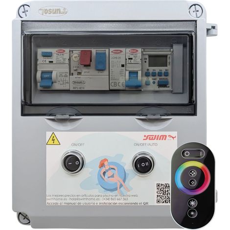 Cuadro Eléctrico Piscina 1CV  Transformador 60W  Contactor Mando RGB