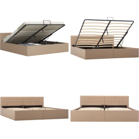 Stauraumbett Hydraulisch Cappuccino-Braun Kunstleder 180×200 cm - Doppelbett - Bettgestell - Stauraumbett - Boxspringbetten - Hypnotische Federung - Home & Living (1/5)