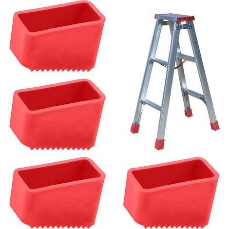 4 Pièces Couvre-Pieds D'échelle, Embout Escabeau de Remplacement Capuchons De Pieds de Rechange Universels, Protections de Patins en Caoutchouc (1/5)