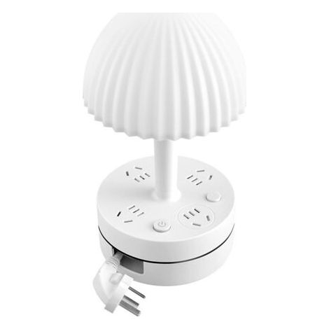 Lámpara de escritorio, lámpara de noche, luz tricolor, 3 enchufes, 2 USB + Tipo-C, 1,8 m (Blanco) (1/4)