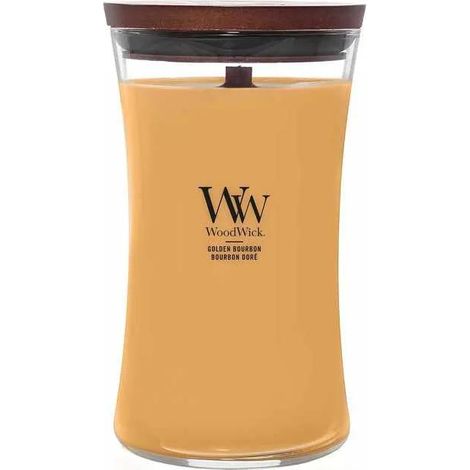 Bougie parfumée WoodWick Golden Bourbon mèche bois 17,8 cm