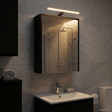 vidaXL Mobiletto per specchio da bagno Rovere Nero 43 x 16 x 62.5